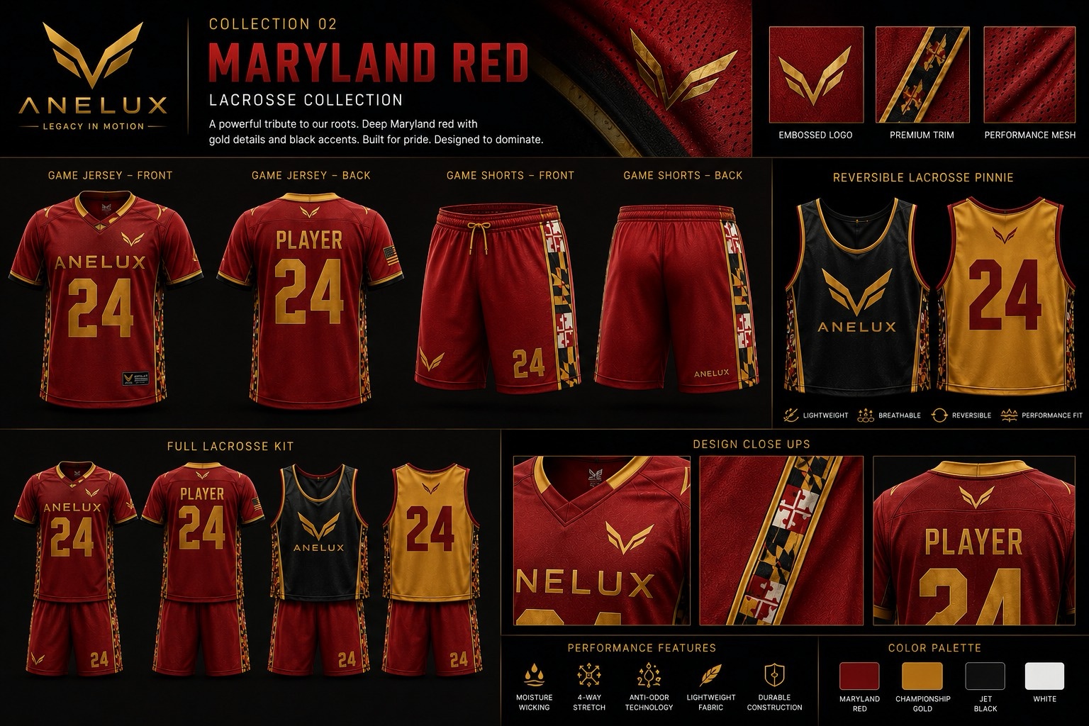 ANELUX Lacrosse — Maryland Red